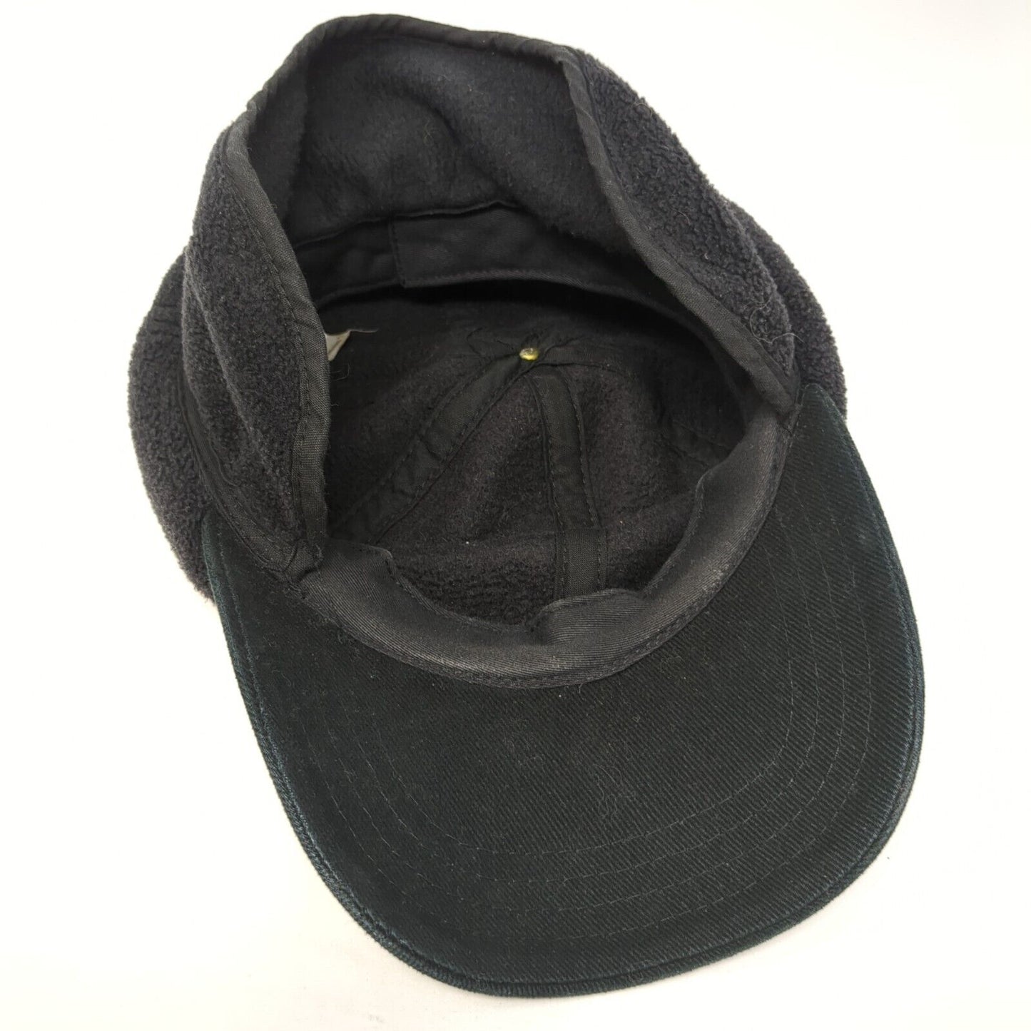 Paramount Headwear Fitted Hat Black Medium Ear Flap Solid Fleece Blank