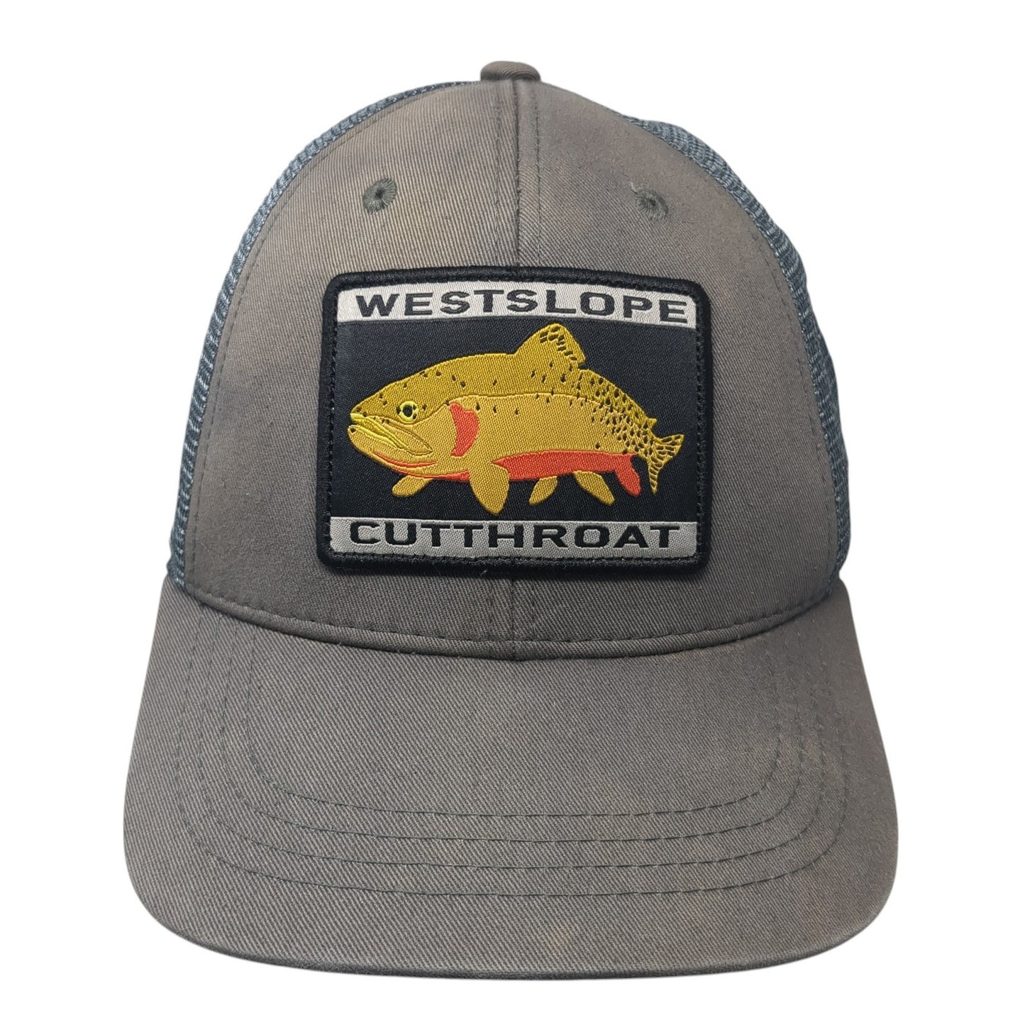 Westslope Cutthroat Patch Snapback Trucker Hat Gray One Size Mesh Back