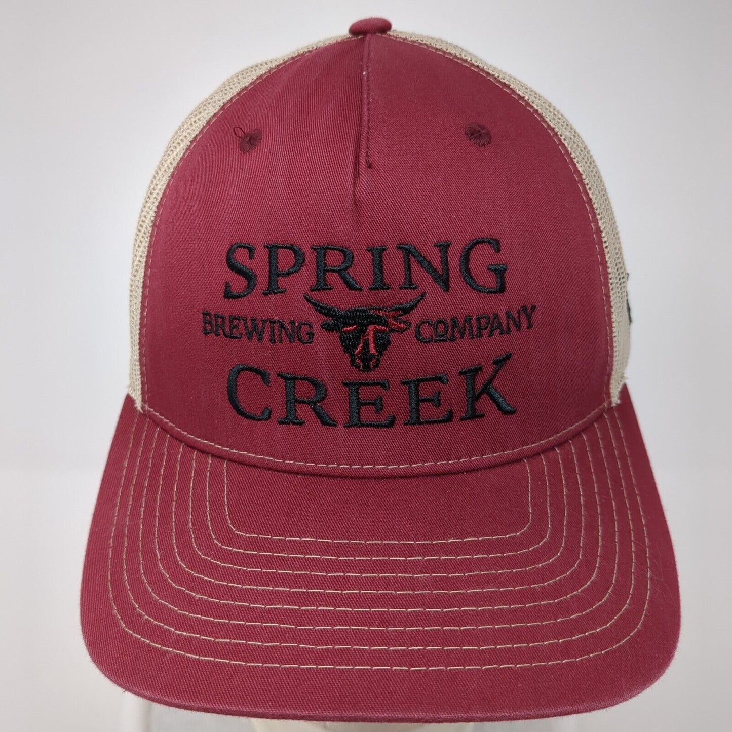 Spring Creek Brewing Company Snapback Trucker Hat Red One Size Mesh Back
