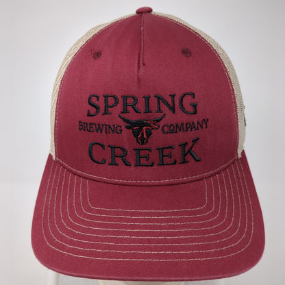 Spring Creek Brewing Company Snapback Trucker Hat Red One Size Mesh Back