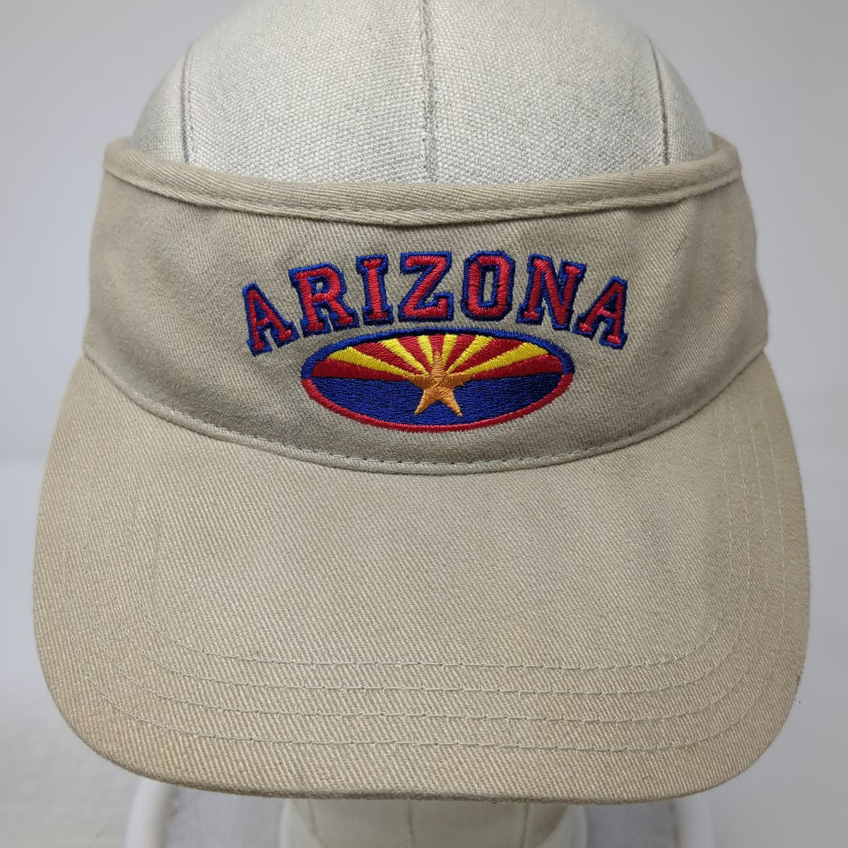 Captain Travel Arizona State Visor Beige One Size Cotton Strapback Logo Hat