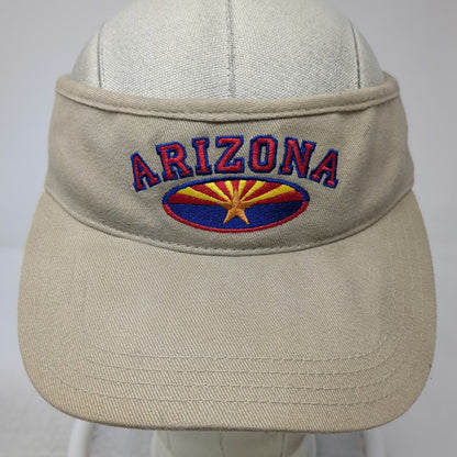 Captain Travel Arizona State Visor Beige One Size Cotton Strapback Logo Hat