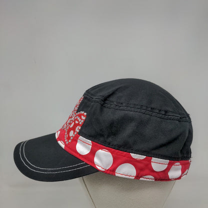 Disney Minnie Mouse Strapback Army Cadet Cap Hat Black OSFA Bling Bow