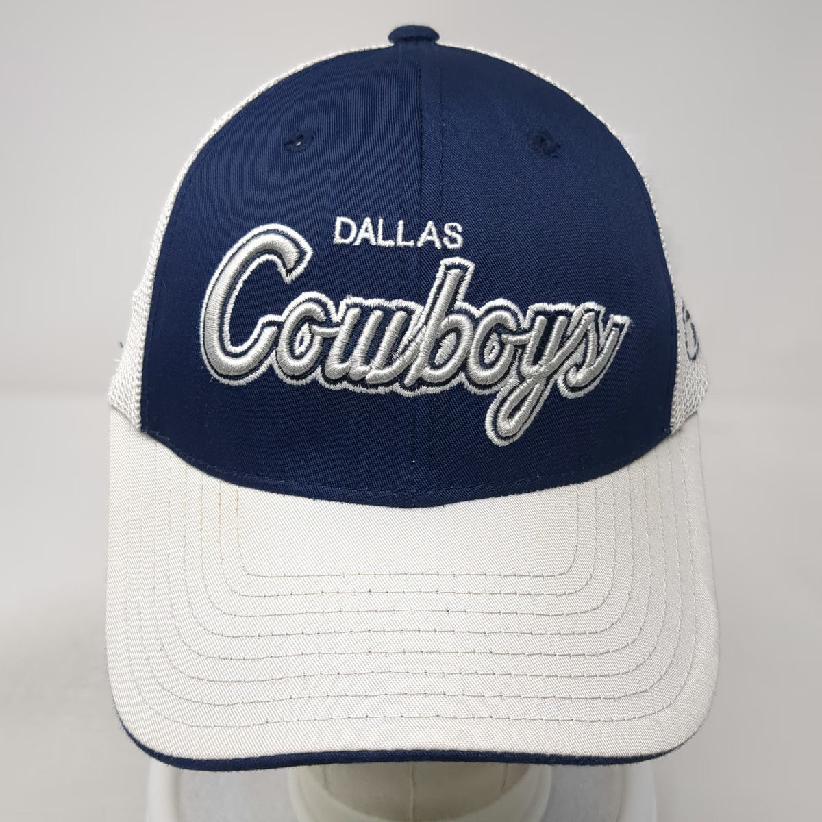 Reebok Dallas Cowboys NFL Trucker Hat Blue White One Size Mesh Snapback Script