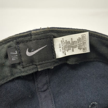 Nike Baseball Cap Black 7 1/4 Fitted 100% Wool Yellow Swoosh Logo Athletic Hat