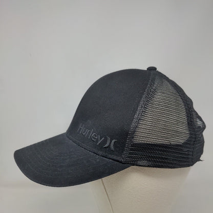 Hurley Snapback Trucker Hat Black One Size Adjustable Embroidered Mesh Back