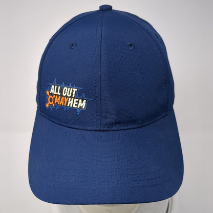 All Out Mayhem Strapback Hat Blue One Size Adjustable Vented Holes Polyester