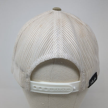 Huk Fish Performance Snapback Trucker Hat Tan One Size Mesh Back Yupoong