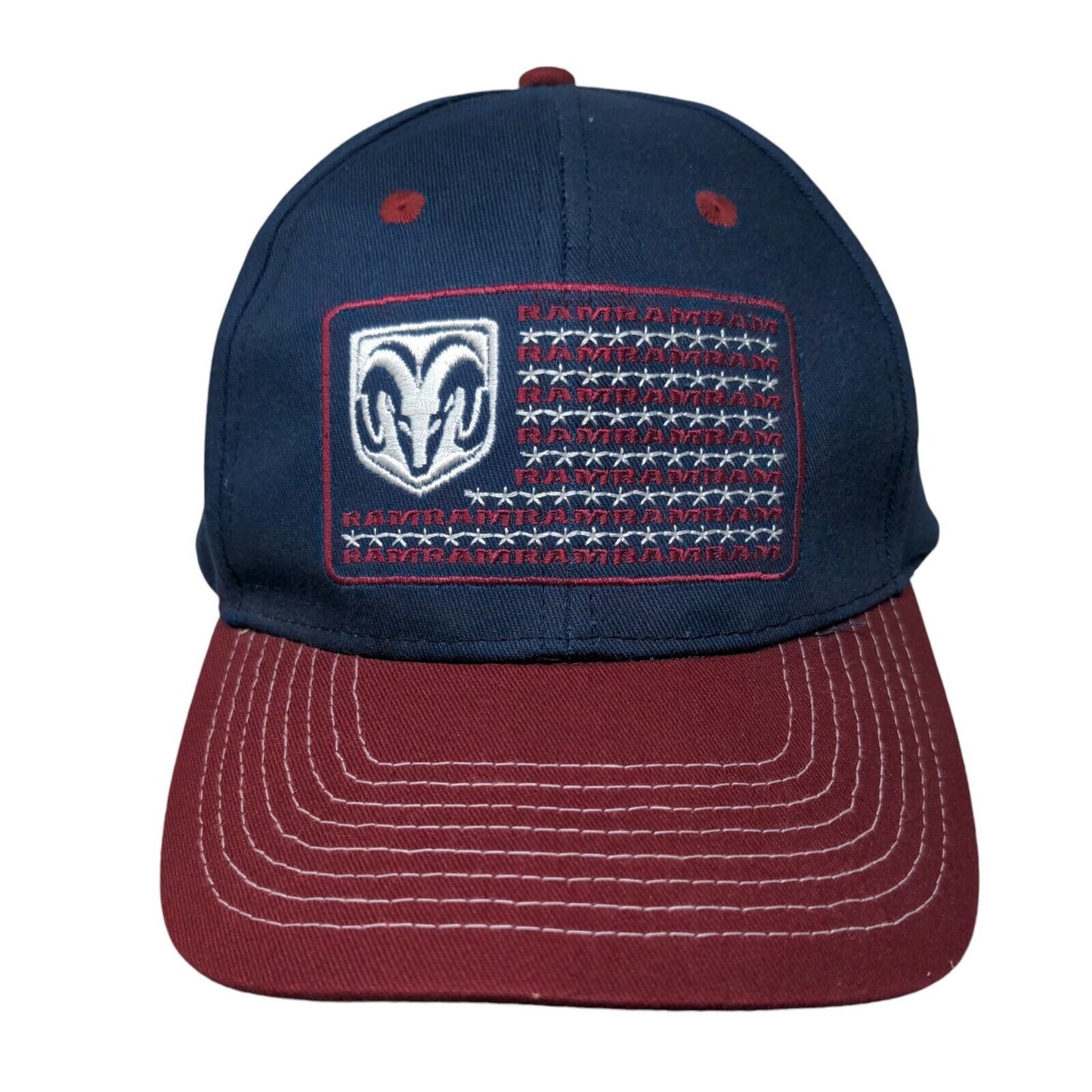 Dodge Ram Flag Strapback Hat Multi One Size Embroidered Colorblock