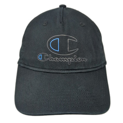Champion 5 Panel Black One Size Slideback Cotton Embroidered Side Logo Hat