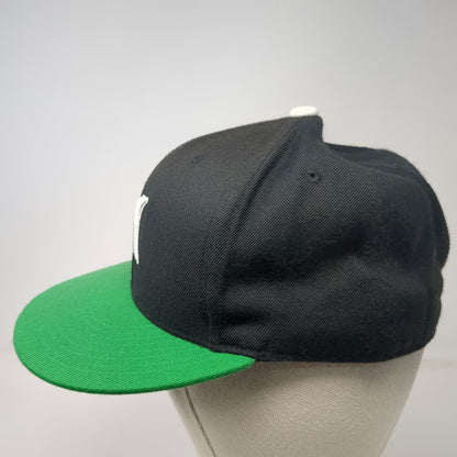 Hurley Baseball Cap Black Green 7 1/4 Fitted Hat Flat Brim Logo Two Tone Wool