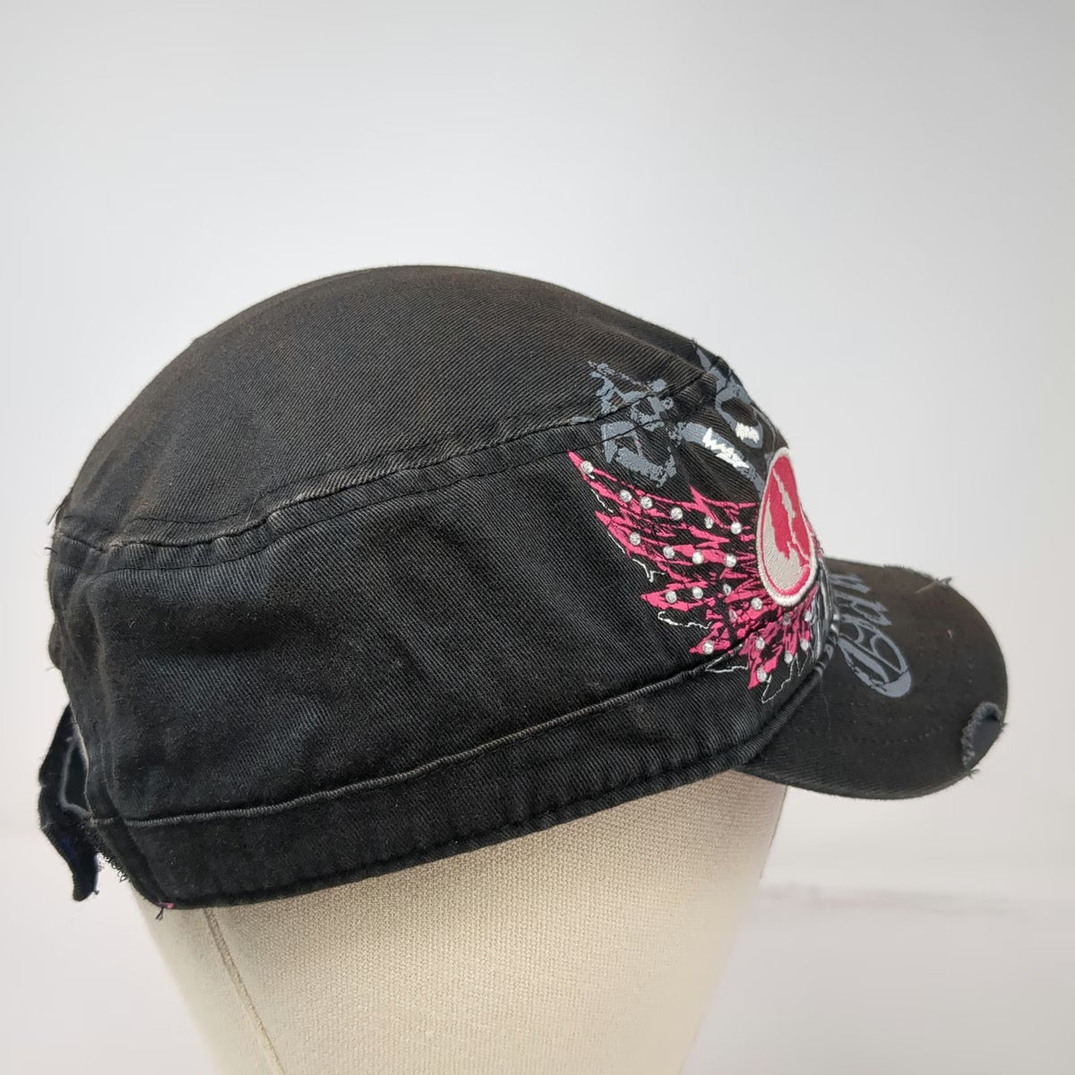 Signatures Army Cap Black Pink One Size Mossy Oak Rhinestone Wings DILLIGAF Hat