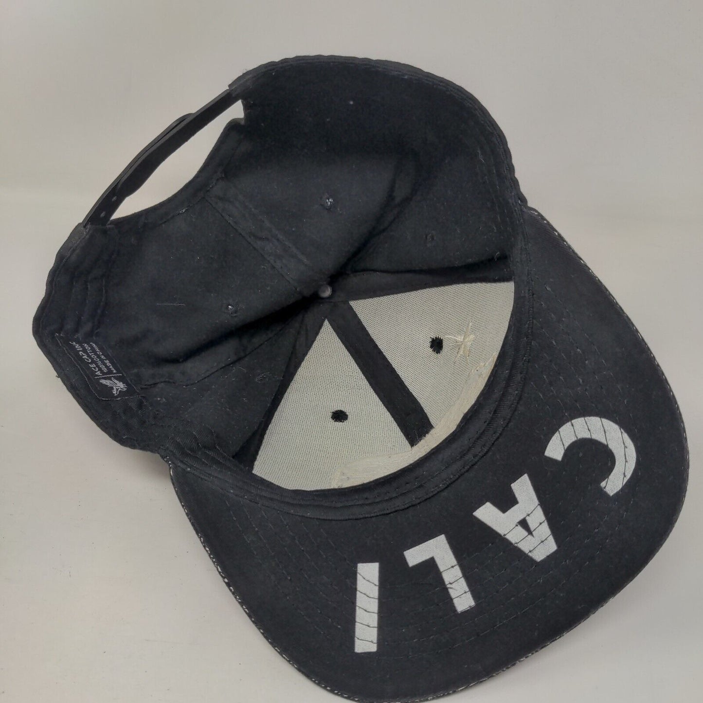 California Republic Snapback Hat Black OS Adjustable Embroidered Ace Cap Inc