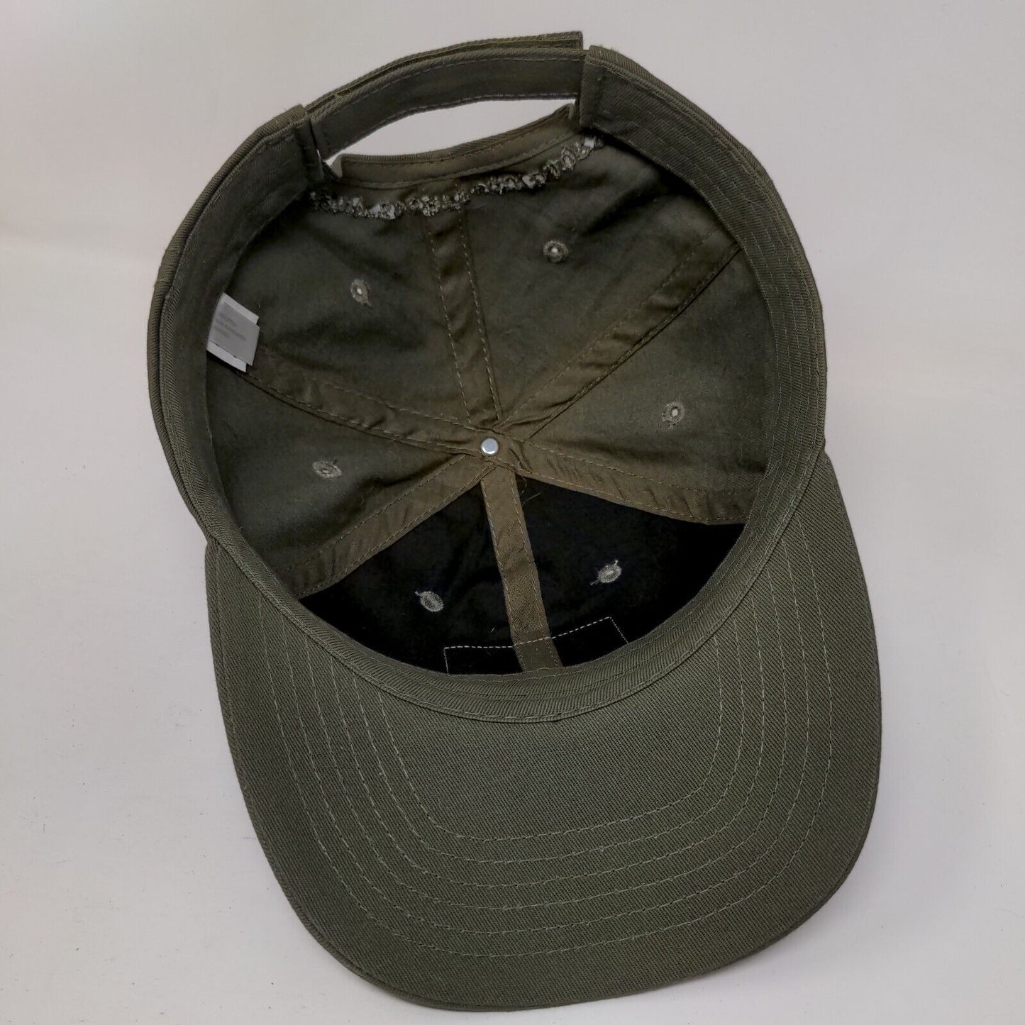 American Flag Leather Patch Strapback Hat Green One Size Adjustable