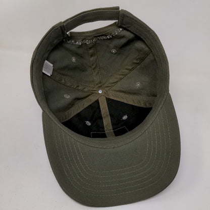 American Flag Leather Patch Strapback Hat Green One Size Adjustable