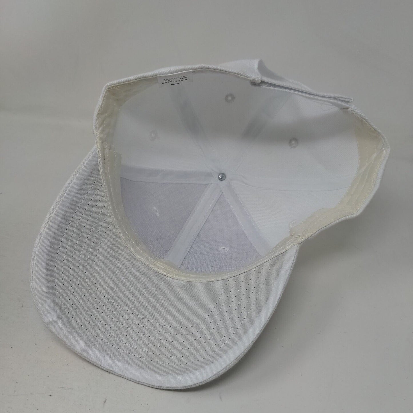 Unbranded Strapback Hat White One Size Adjustable Vented Holes 6 Panel Blank