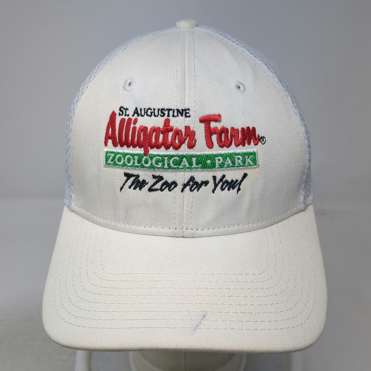 New Era Baseball Cap White M St Augustine Alligator Farm Mesh Fitted Hat 39THIRTY