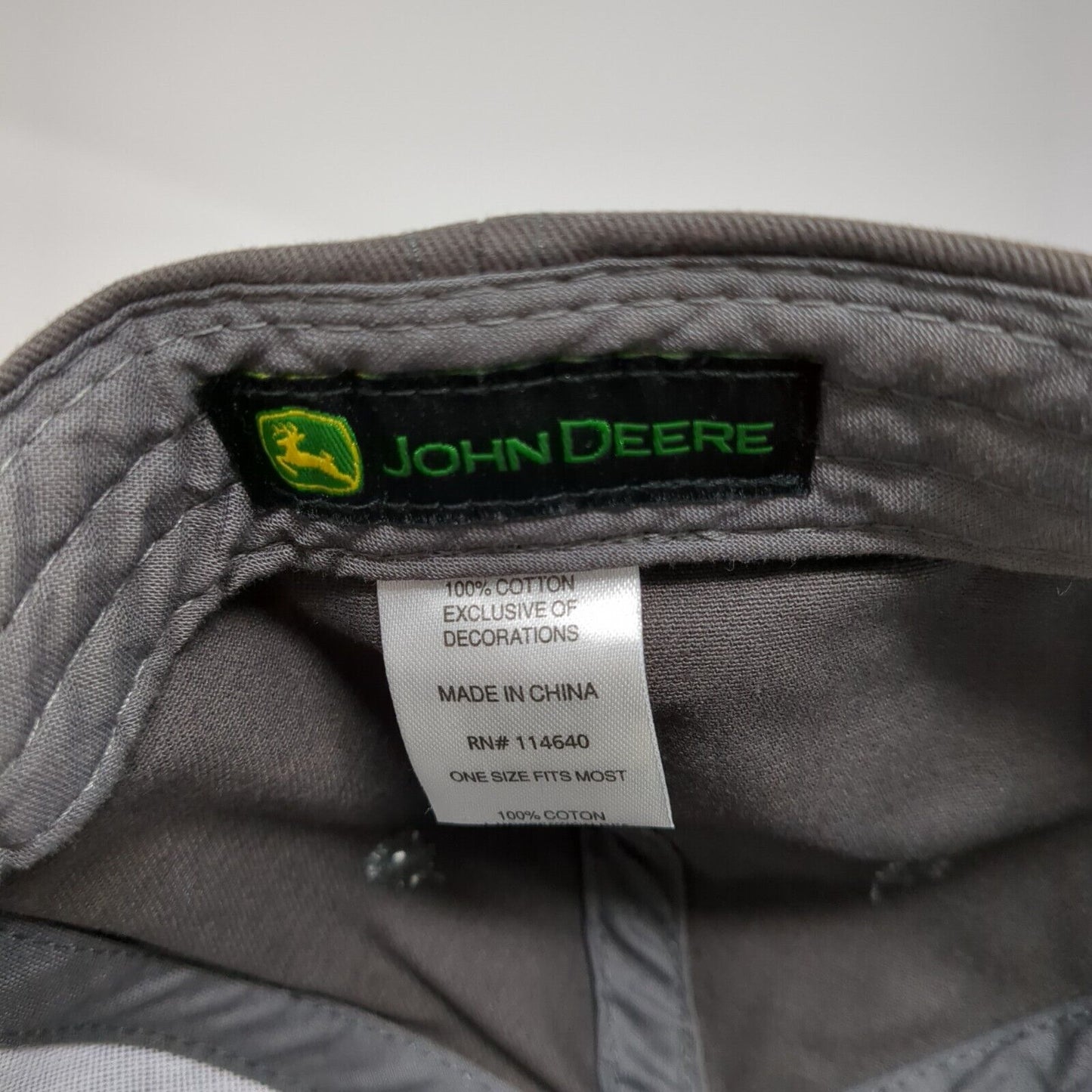John Deere Slideback Hat Gray One Size Embroidered Logo Adjustable