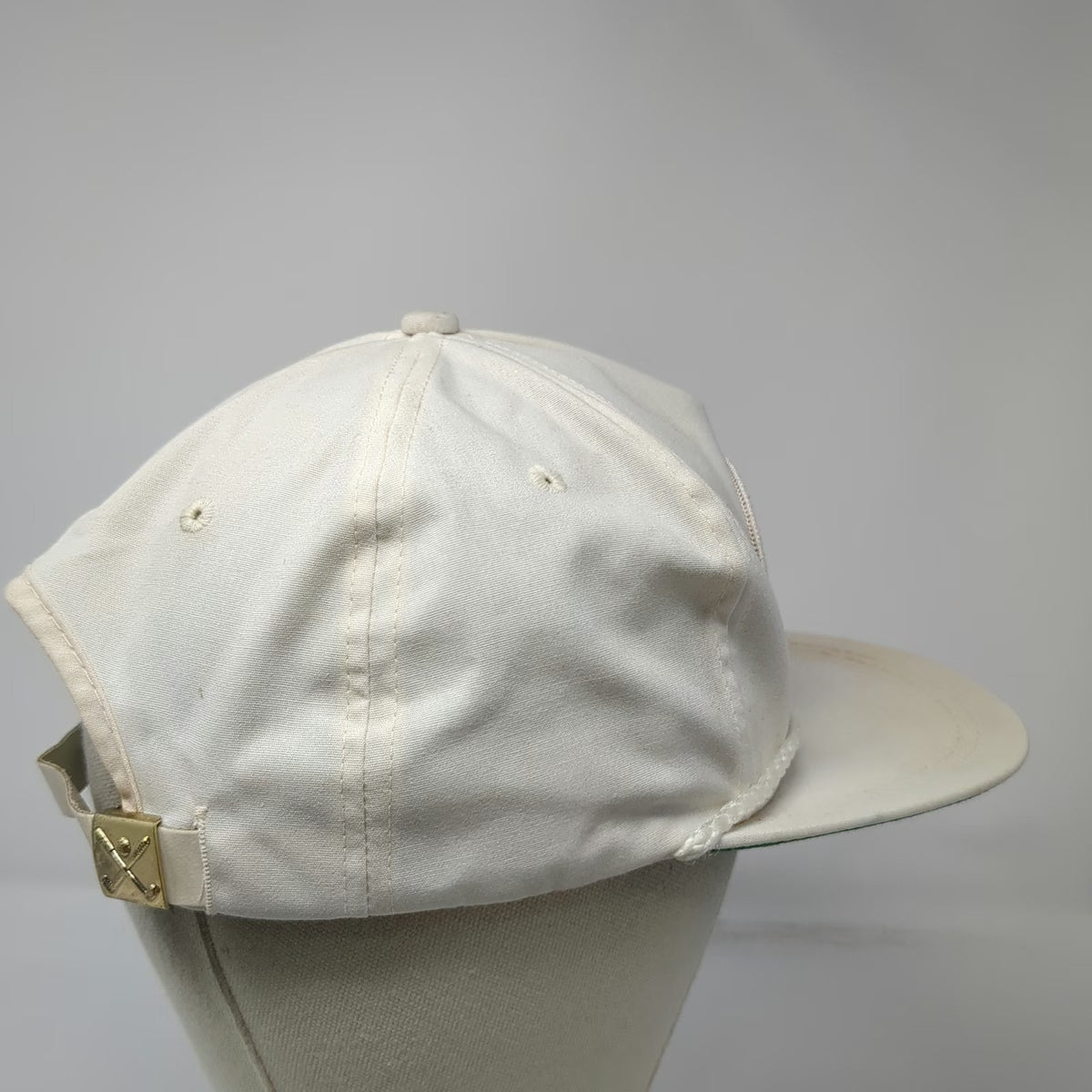 ConAgra 5 Panel White Hat Vintage Slideback Rope Trim Green Underbrim Patch