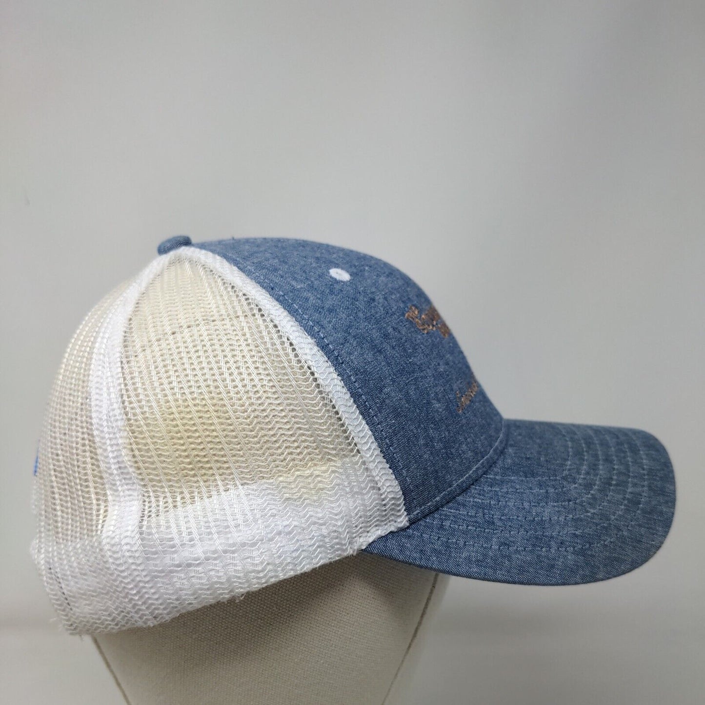 The Square Grouper Bar & Grill Trucker Hat Blue OSFM Embroidered Mesh Back