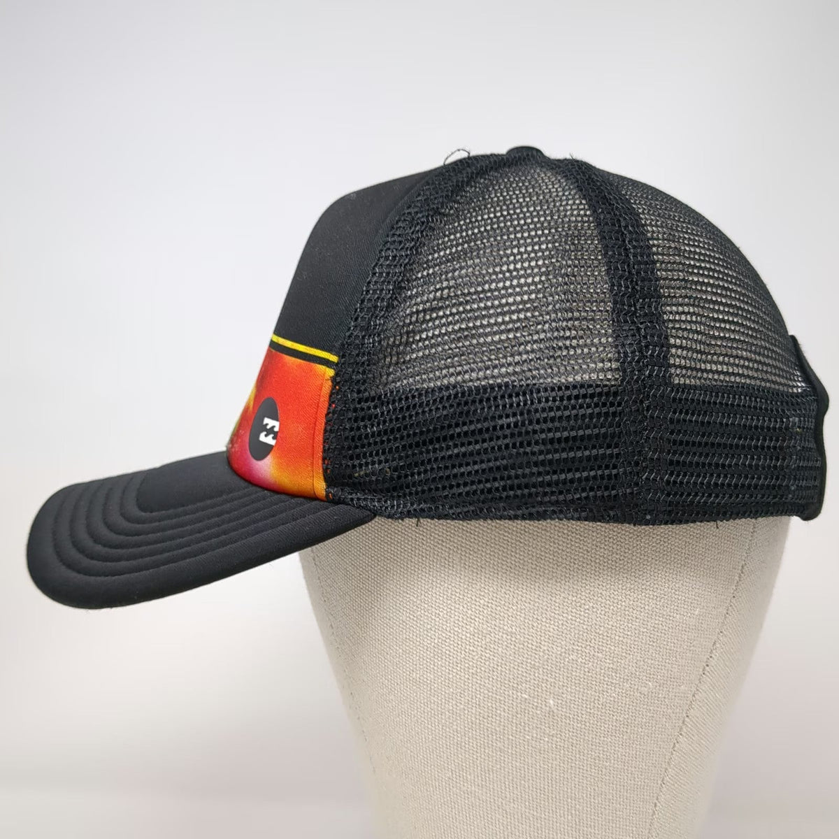 Billabong Trucker Hat Black One Size Tie-Dye Rainbow Stripe Mesh Snapback