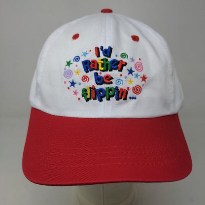 Unbranded Girl's Strapback Hat White OSFA Rather Be Flippin' Embroidered