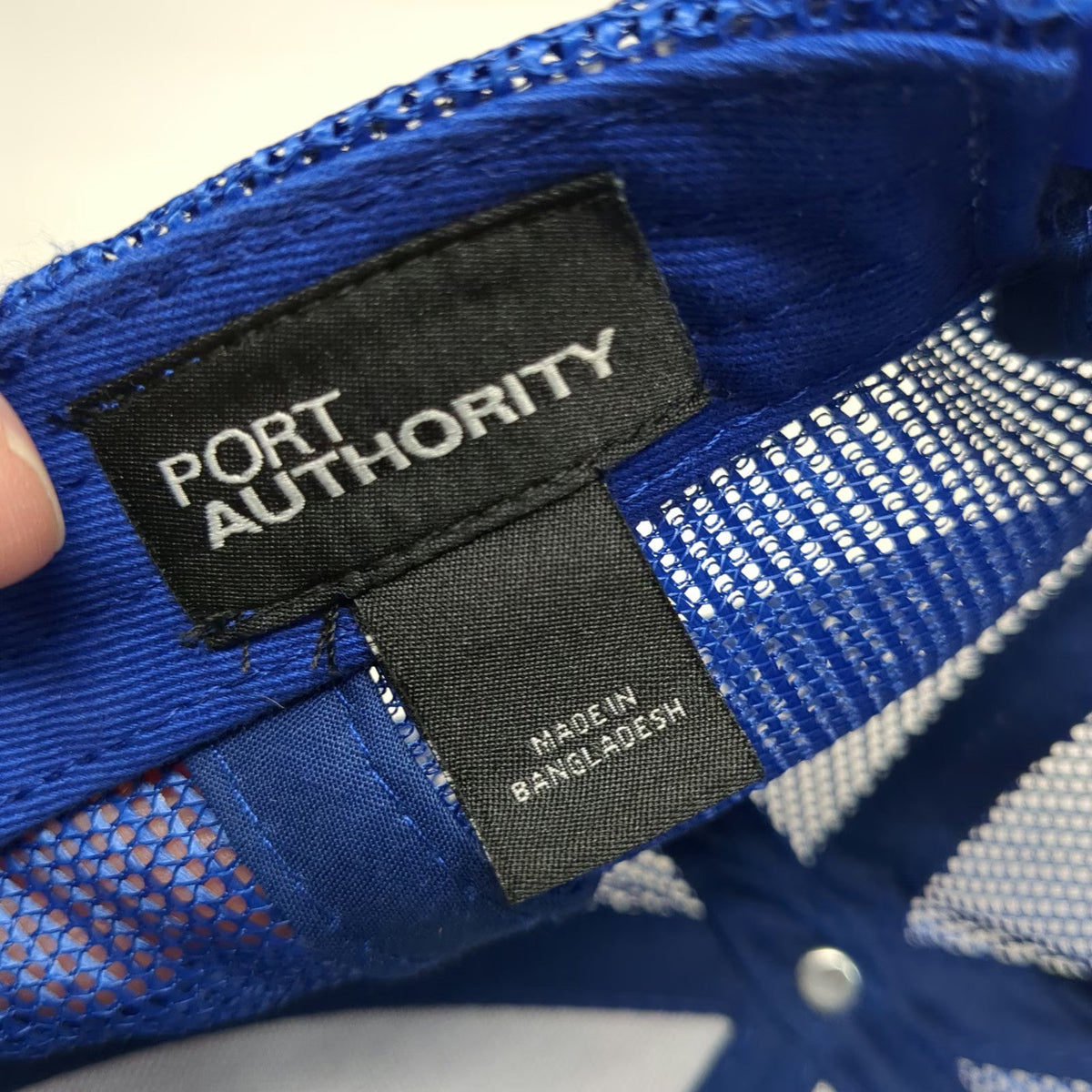 Port Authority Trucker Hat Blue One Size Mesh Back Snapback Mountains Graphic