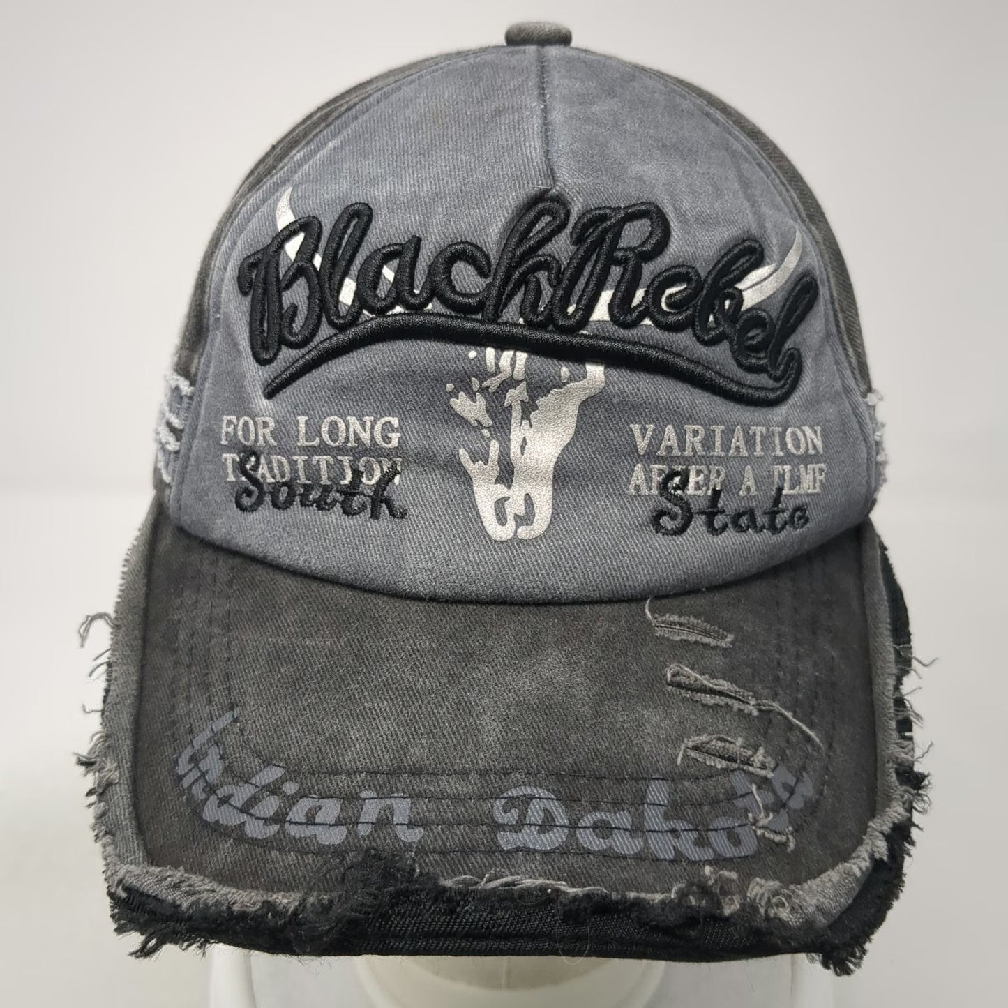 Gray Baseball Cap One Size Black Rebel Indian Dakota Embroidered Adjustable Hat