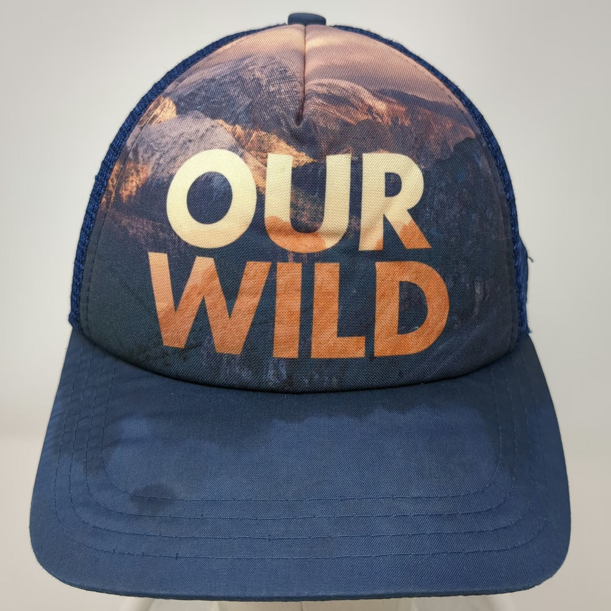 Boco Gear Trucker Hat Blue One Size Our Wild Mountain Graphic Wilderness Society