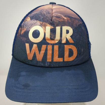 Boco Gear Trucker Hat Blue One Size Our Wild Mountain Graphic Wilderness Society