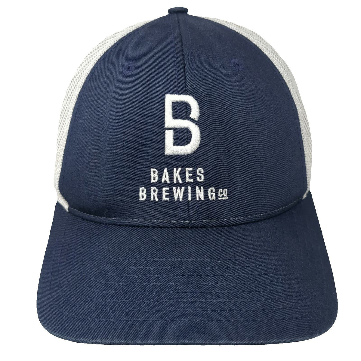 Richardson Trucker Hat Blue White L Mesh Snapback Bakes Brewing Co Embroidered
