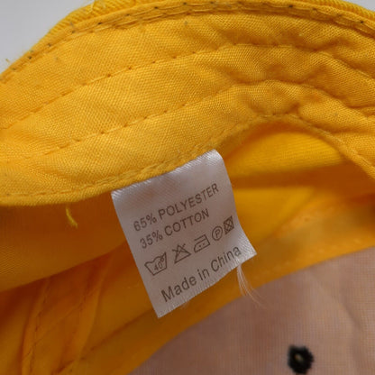CAT Strapback Hat Yellow One Size Adjustable Embroidered Vented Holes 6 Panel