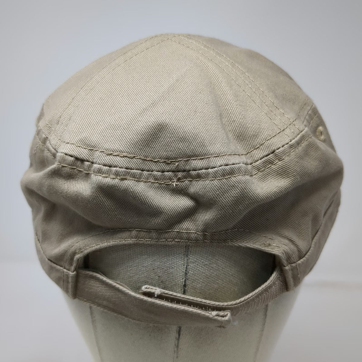 Army Cap Beige One Size Cotton Adjustable Strapback Solid Plain Military Hat