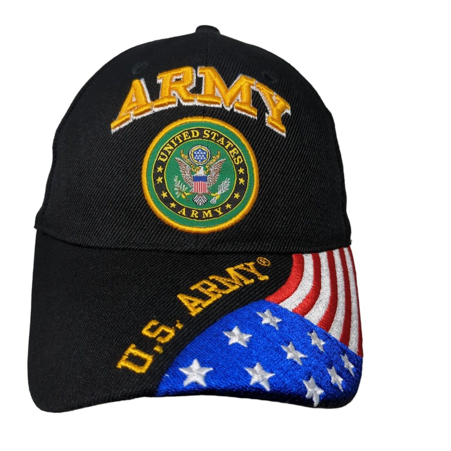 United States Army Strapback Hat Black OSFA Adjustable Embroidered Patriotic