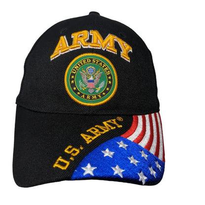 United States Army Strapback Hat Black OSFA Adjustable Embroidered Patriotic