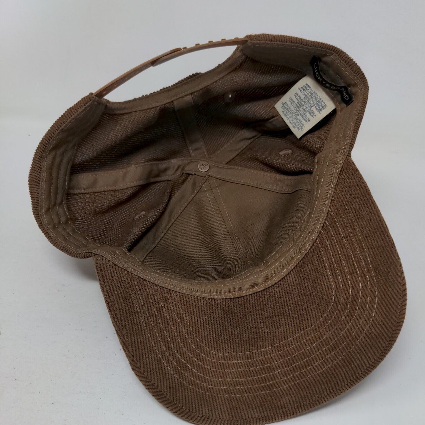 Lucky Snapback Hat Brown OS Adjustable Embroidered Vented Holes Lucky Brand