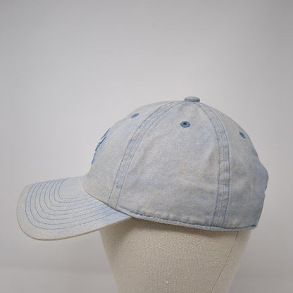 Adidas Slideback Hat Blue One Size Adjustable Embroidered Trefoil Denim Cotton