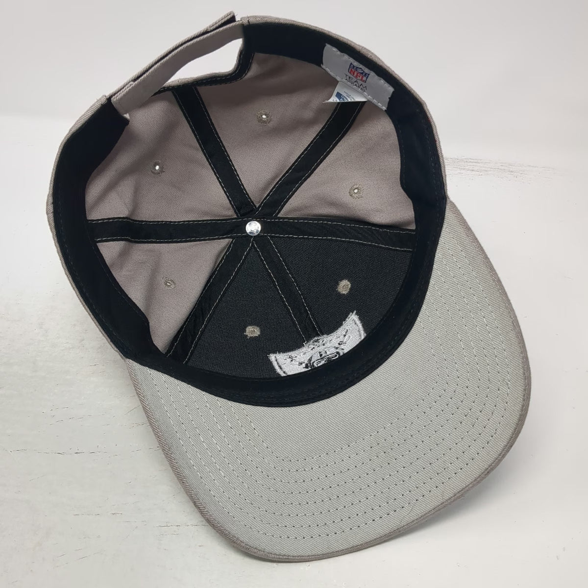 NFL Team Apparel Las Vegas Raiders Cap Gray One Size Strapback Hat Shield Logo