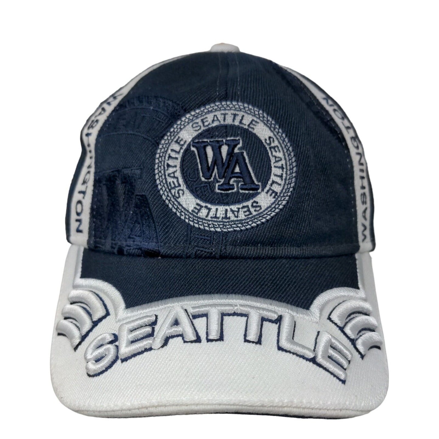 Seattle Washington Strapback Hat Blue One Size Embroidered Adjustable