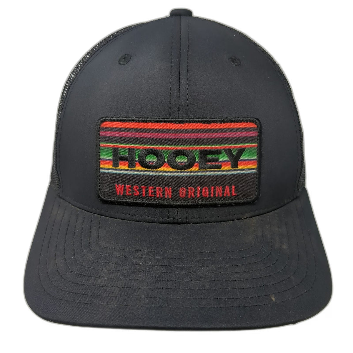 Hooey Trucker Hat Black One Size Western Original Multi Color Patch Snapback