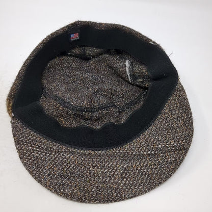 ExOfficio Army Cap Hat Brown Brown Tweed Made in USA Houndstooth Band Vintage