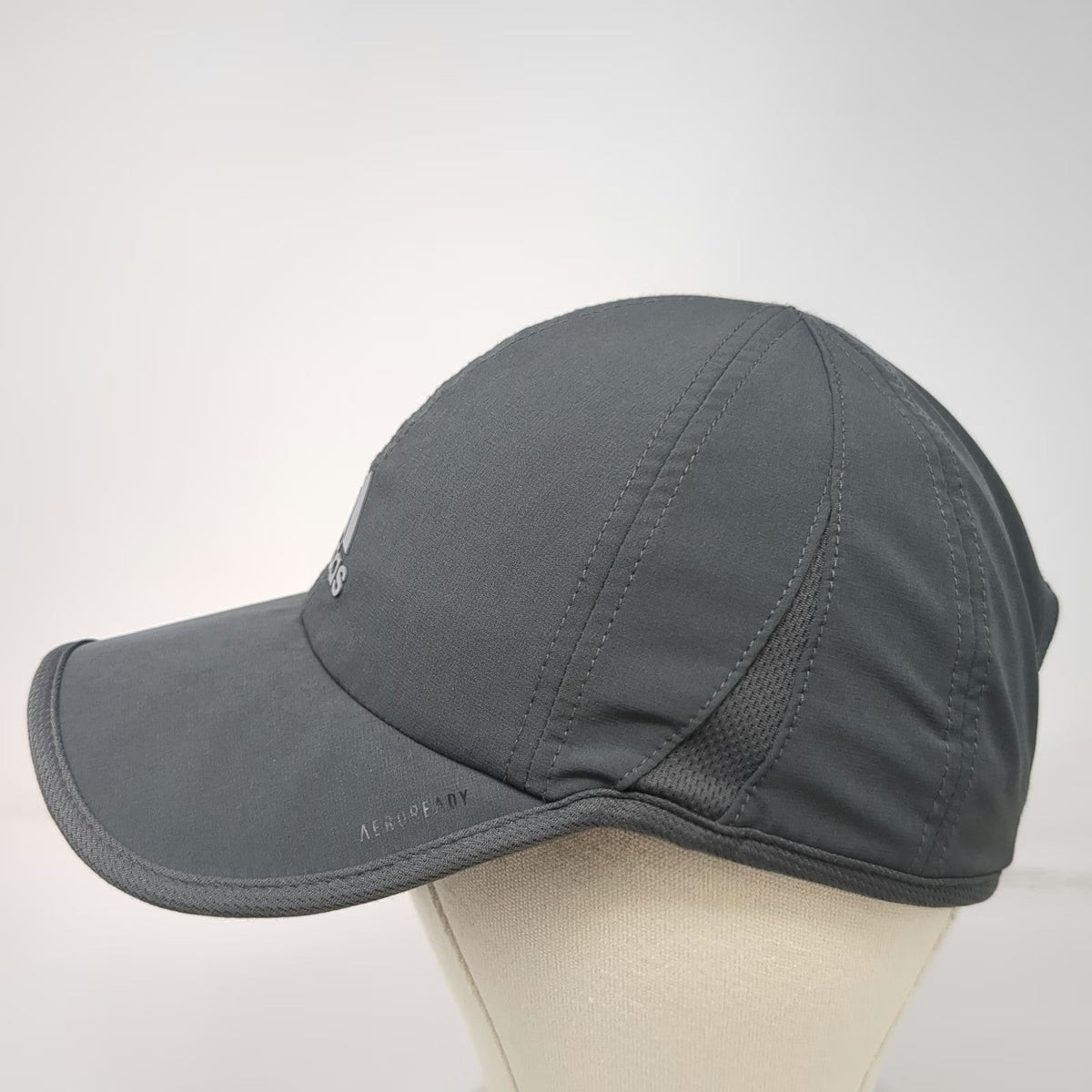 Adidas Baseball Cap Gray One Size Aeroready Performance Mesh Strapback Hat