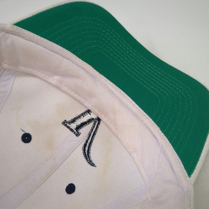 Snapback Hat White One Size Valley National Bank V Logo Green Under Brim Cotton