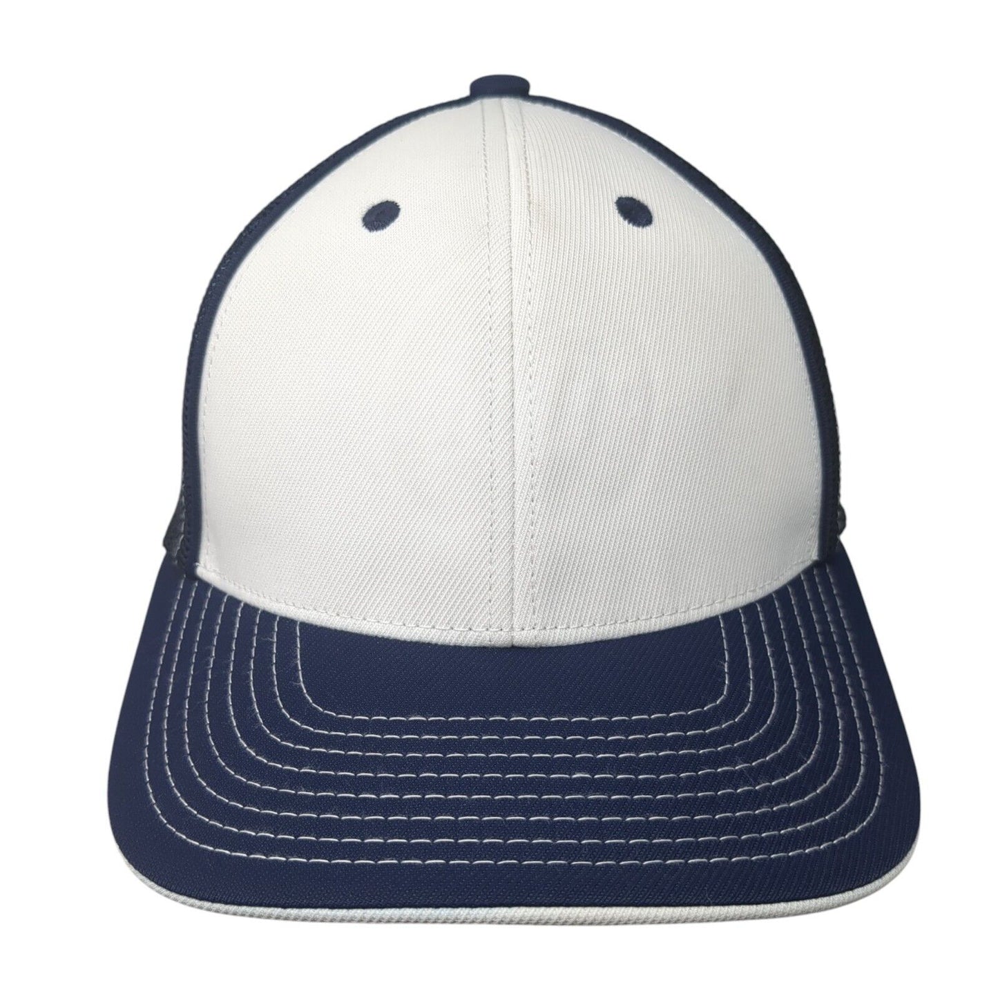 Pacific Headwear Fitted Trucker Hat Blue 6 7/8-7 3/8 Mesh Back 6 Panel Blank