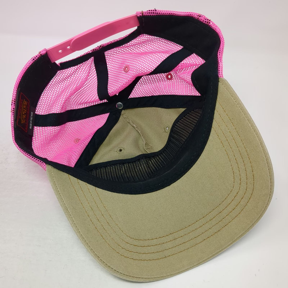 Von Dutch Trucker Hat Beige Pink One Size Mesh Snapback Patch Logo