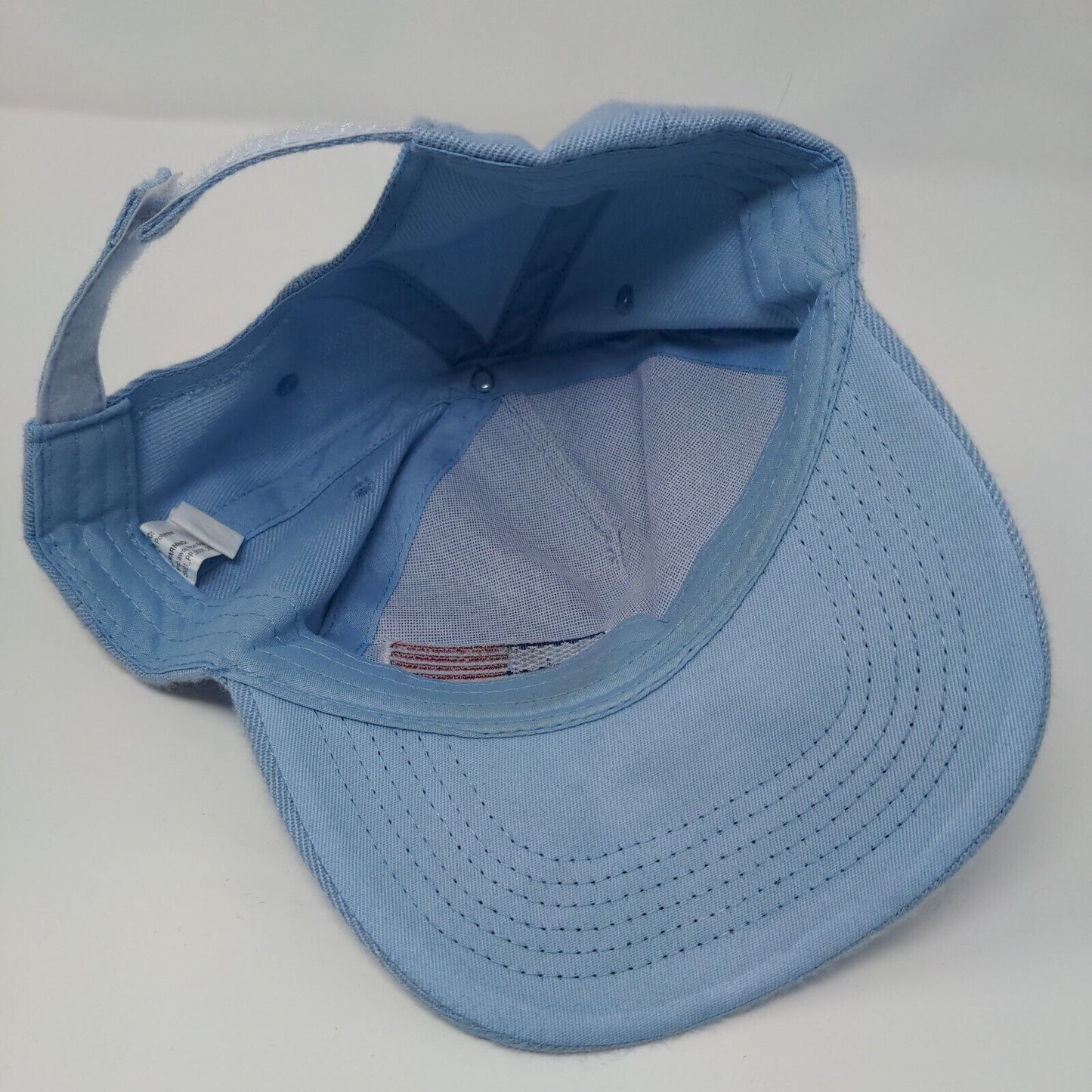 American Flag Strapback Hat Blue OSFA Adjustable Embroidered Patriotic Polyester
