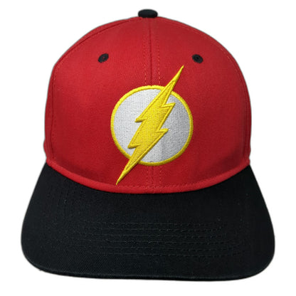 DC Comics Snapback Hat Red One Size Flash Logo Under Visor Graphic Cotton Black