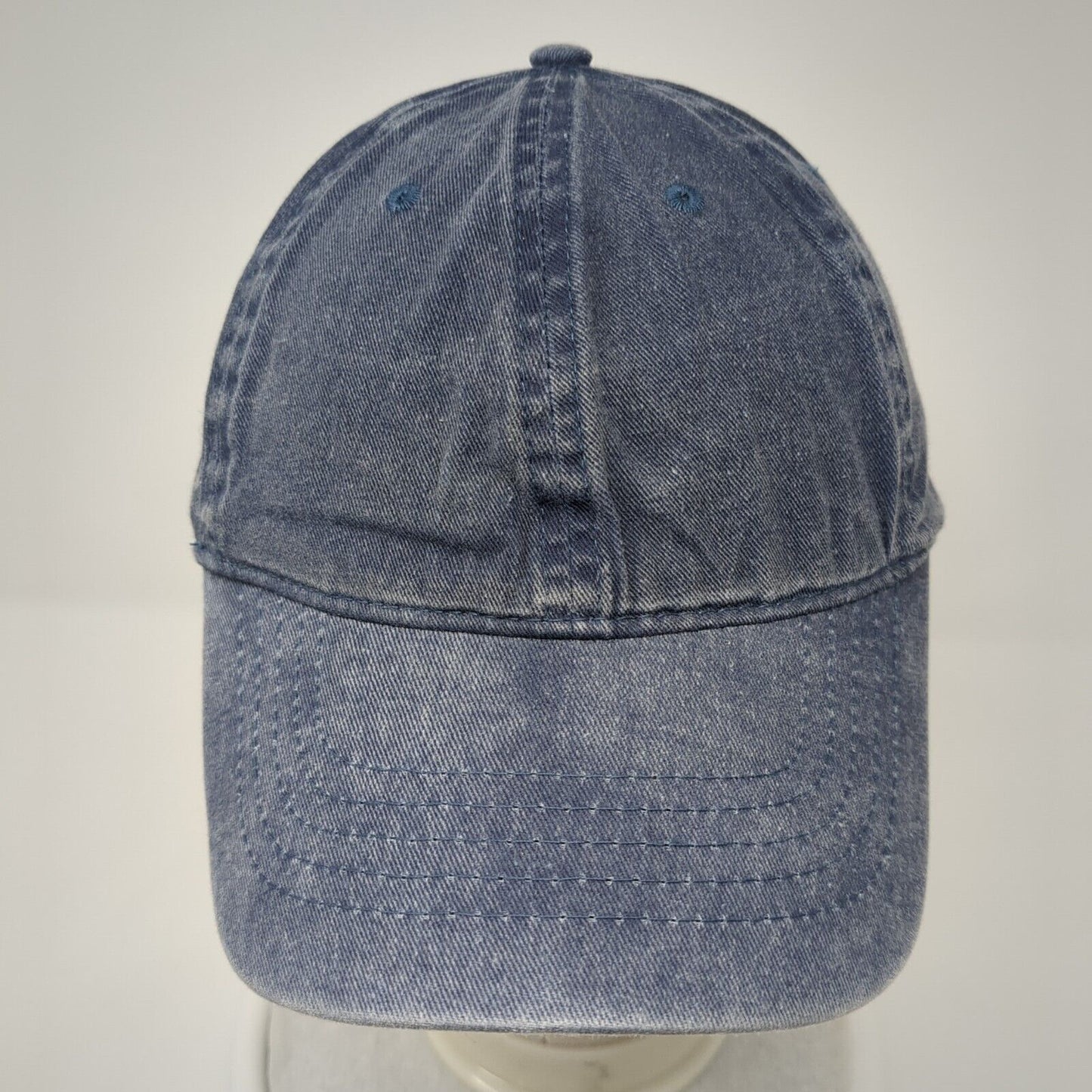 Unbranded Strapback Hat Blue One Size Adjustable Vented Holes Denim Blank
