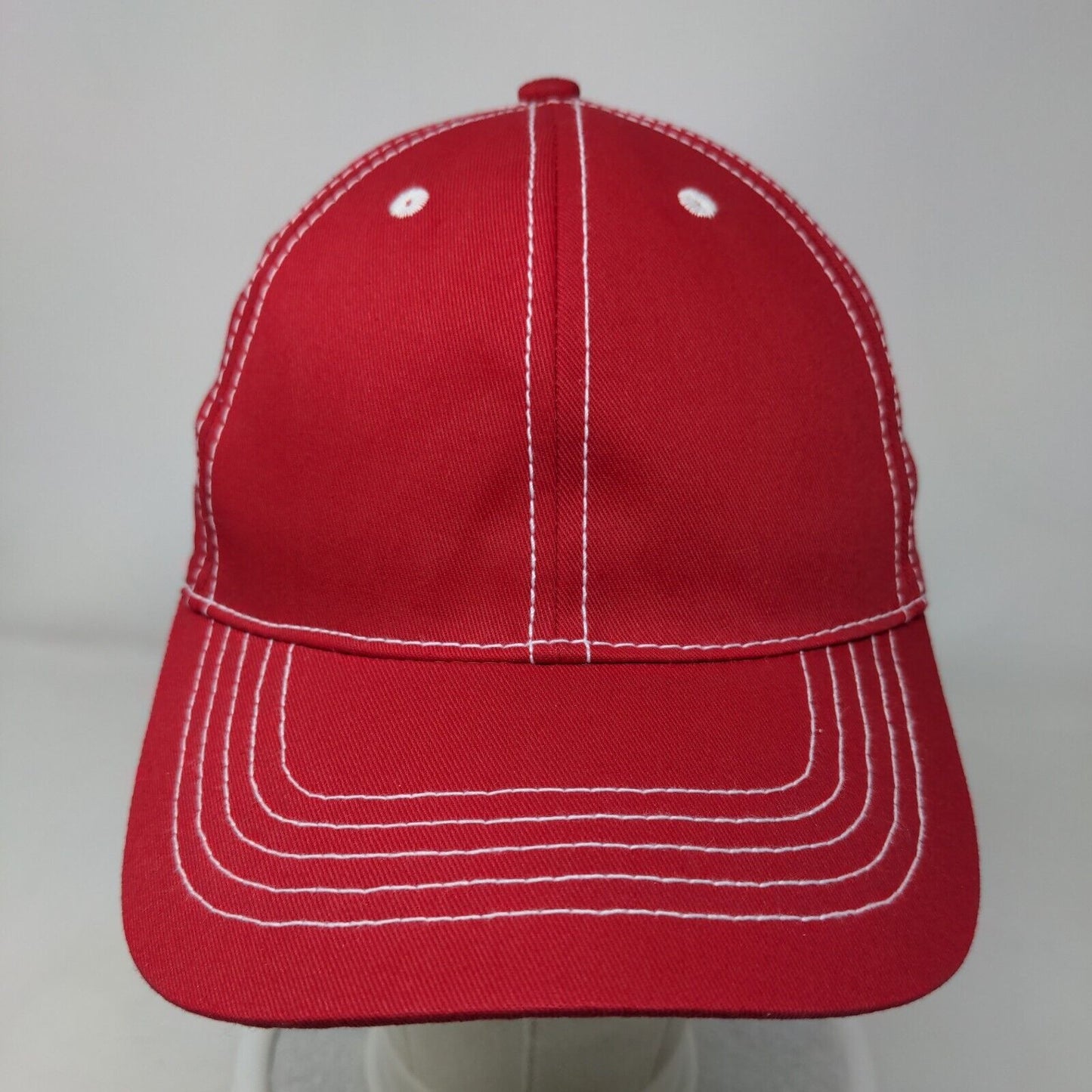 Unbranded Strapback Hat Red OSFM Solid Adjustable Vent Holes Blank