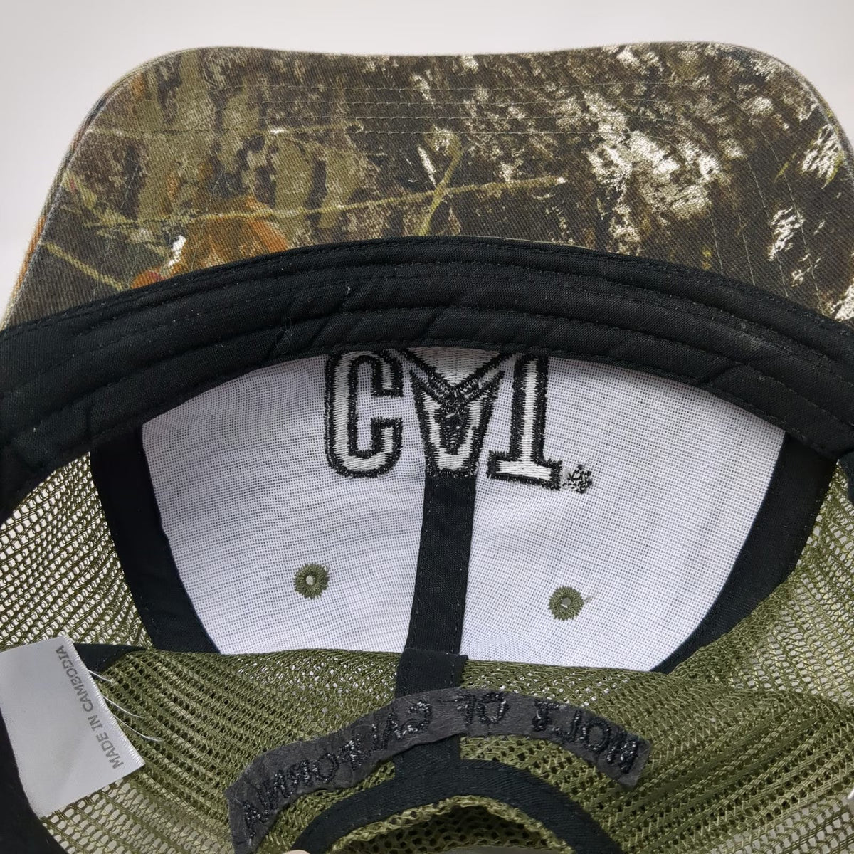 CAT Trucker Hat Green One Size Camo Mesh Snapback Built Of California Workwear